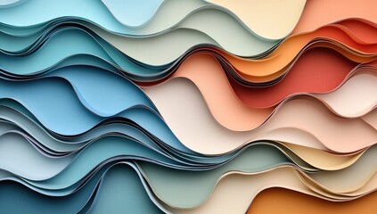 Abstract wavy layered colors