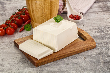 Soft Feta cheese piece with cut