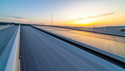 Fototapeta premium Rooftop Surface Temperature Measurement at Sunset with Solar Panels
