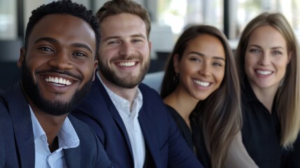 A group of people are smiling and posing for a picture