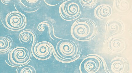 Fototapeta premium Abstract design featuring a light blue and creamy white background with swirling lines creating a simple yet elegant pattern, ideal for modern and minimalist decor themes.