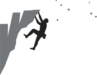Climber Ascending Cliff - Minimalist Vector Design