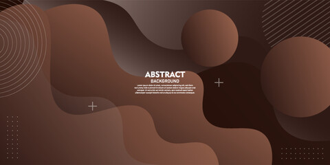 Dark brown gradient background with geometric wave elements and circle shapes. Dark brown wave design. Simple and elegant concept. Vector Eps10