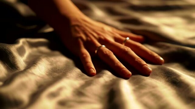 Touching Soft Fabric Gentle Hand Movement in Slow Motion