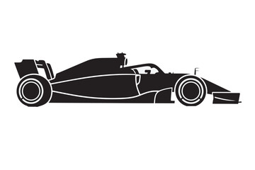 Obraz premium A high-resolution vector illustration of a solid black silhouette racing car, showcasing sleek design