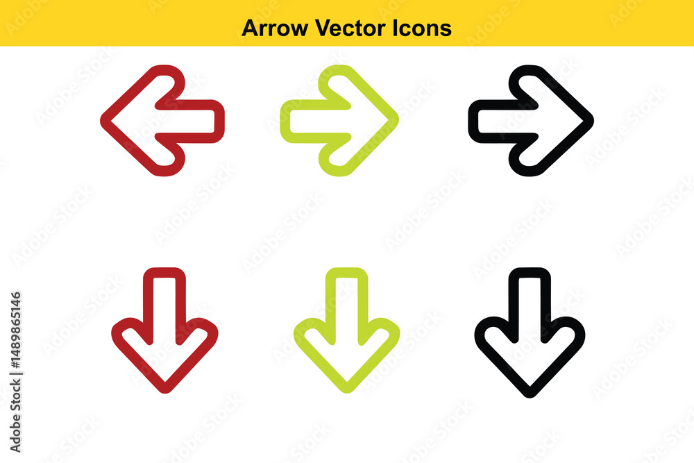 Poster vector arrow icons collection – directional, curved, and decorative arrow symbols. vector navigation