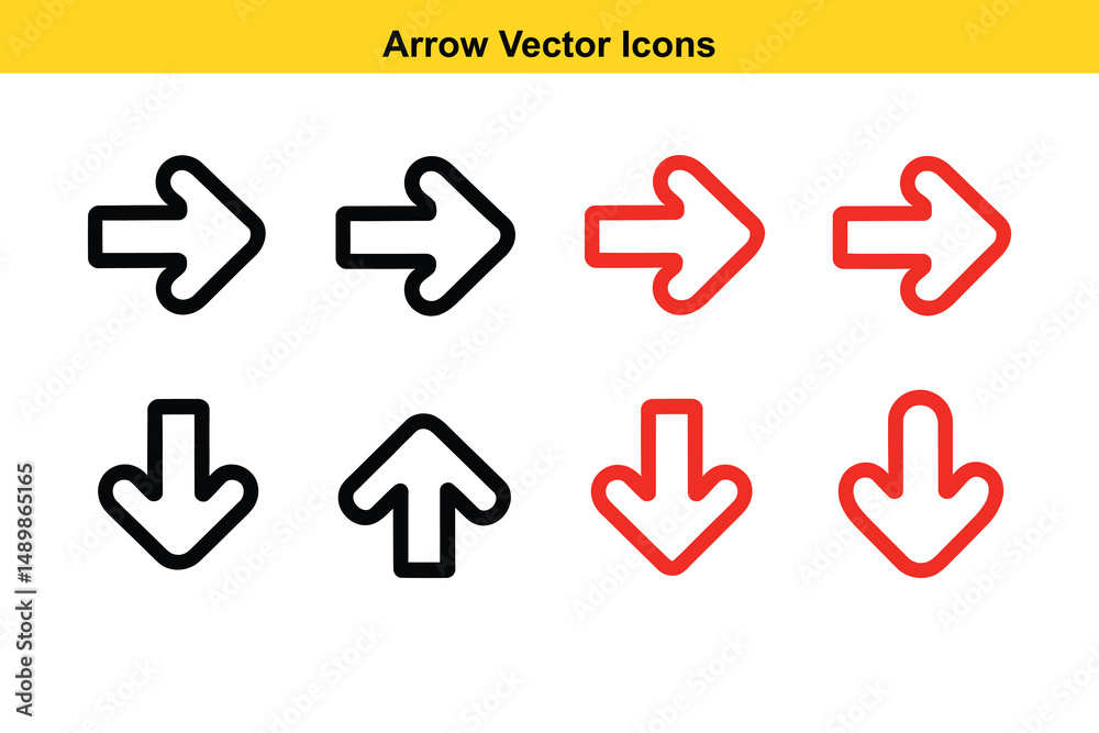Poster vector arrow icons collection – directional, curved, and decorative arrow symbols. vector navigation