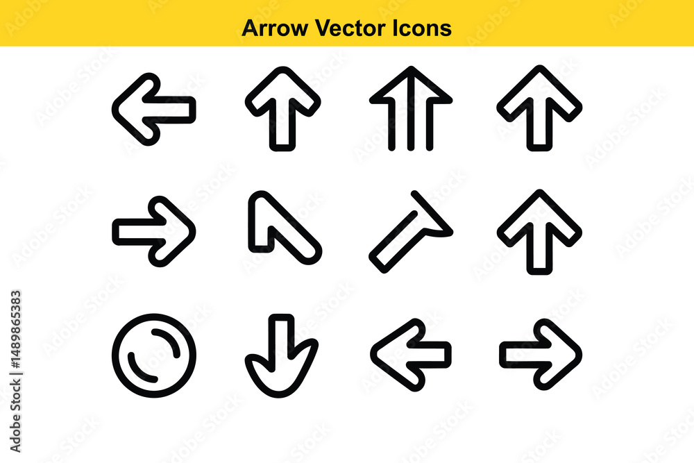 Poster vector arrow icons collection – directional, curved, and decorative arrow symbols. vector navigation