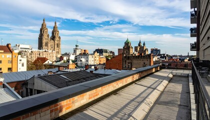 Naklejka premium Rooftop View Overlooking Gothic and Art Deco Architecture Style