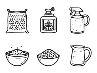 Fertilizers line art vector illustration