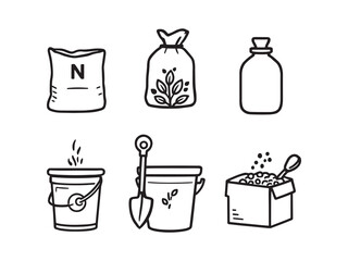 Fertilizers line art vector illustration
