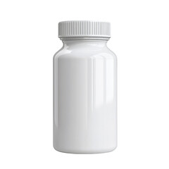 White Plastic Bottle Mockup 3D Render Isolated on Transparent Background, Medicine Container, Supplement Packaging, Pill bottle, packaging design, mockup