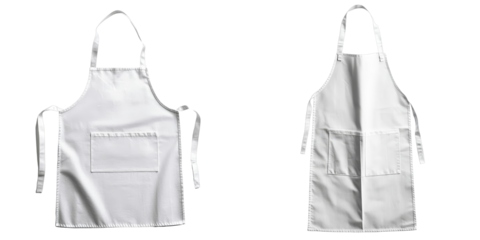 Two White Aprons Isolated on Transparent Background, Cooking Apparel Mockup, Restaurant Uniform, Apron, Mockup, Uniform
