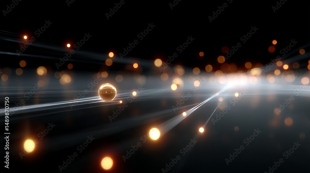 Poster this image depicts a stunning abstract design filled with glowing dots and dynamic light trails. the