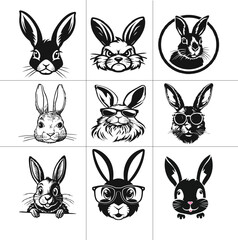 Rabbit/Bunny Gray Vector Set 7