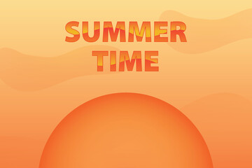 Summer time text on a quiet abstract sunrise or sunset background. Warm colors backdrop.