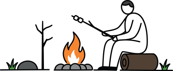Marshmallow Roast Vector Illustration