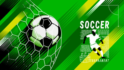 Dynamic vector illustration of a soccer player, Modern flat-style design © momo design
