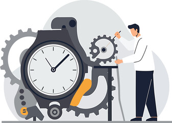 Watchmaker Adjusting Gears - Minimalist Vector