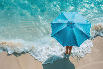 Beach Umbrella Providing Shade from Azure Waves
