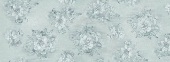 Romantic Hand Painted Curly Flower Motif Artworks