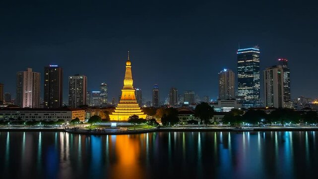 Bangkok Thailand Cityscape - Day and Night Time Lapse
