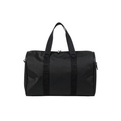 Fototapeta premium Stylish black travel duffle bag for weekend trips gym on transparent background