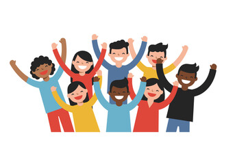 Obraz premium Happy Friendship Day Illustration, Friends Hugging and Meeting Up in a Joyful Reunion