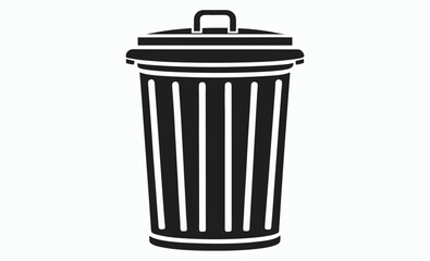 Trash can icon, Garbage bin silhouette, Waste container vector
