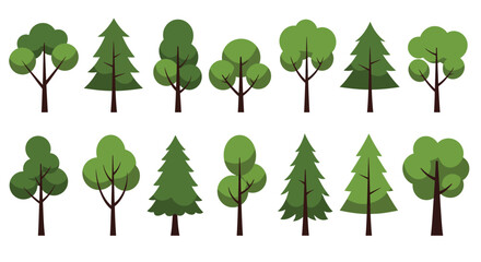 Diverse Illustrated Trees Collection for Design & Education