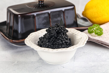 black sturgeon caviar in the bowl