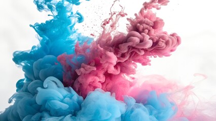 Obraz premium Vibrant Blue and Pink Ink Swirls in Water for Abstract Art and Creative Photography
