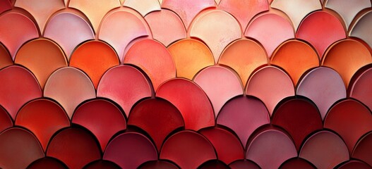 Close up of Red and Orange Eyeshadow Palette in Scale Pattern