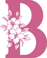 Decorative pink letter B with floral design © VisionGrafix