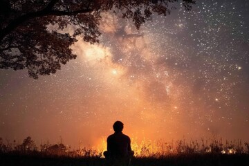 Stargazing reflection serene night sky photography nature perspective cosmic inspiration