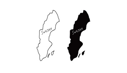 シンプルなスウェーデンの地図の手書きベクターイラスト2