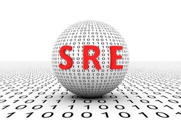 SRE conceptual sphere binary code 3d illustration