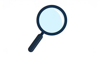 Simple, flat style magnifying glass illustration.