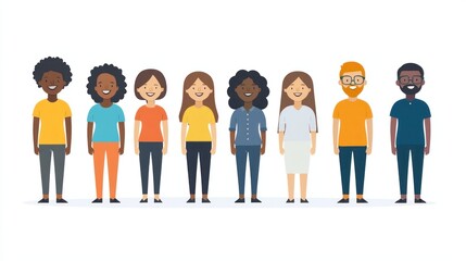 Obraz premium Diverse Group of People Standing Together in Colorful Outfits