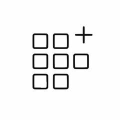 Obraz premium Outlined mobile app icon grid with _+_ sign — adding new app.