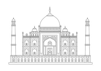 Symbol of India Taj Mahal. Line illustration