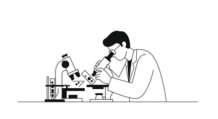 Researcher with Microscope Slides - Minimalist Vector