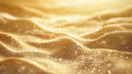 Naklejka premium Golden Waves of Light: A Gentle Shimmering Surface with Sparkling Dust