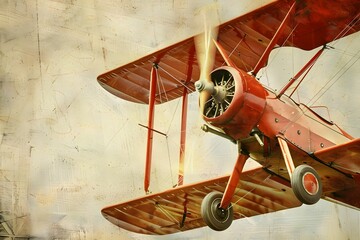 Vintage Biplane Soaring Through the Sky: A Nostalgic Journey Through Aviation History, Capturing the Timeless Allure of Flight with Breathtaking Aerial Views.