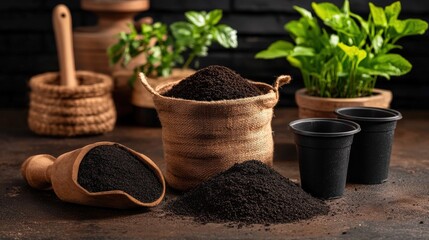 Natural fertilizer in planning soil preparation with indoor plants