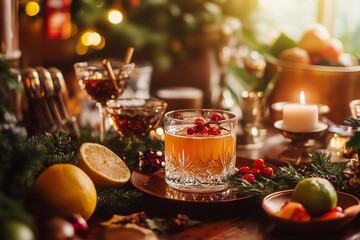 Organizing a Christmas bar with themed drinks, generated AI