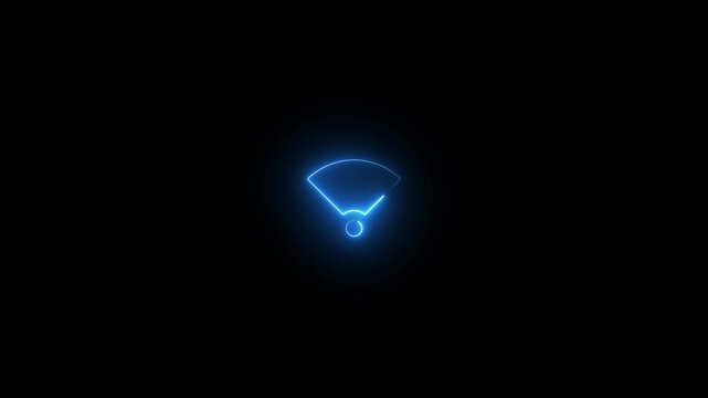 Glowing neon wifi icon.HD motion graphic video animation with neon effects.isolated on a black background.