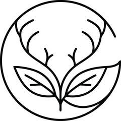 Minimalist Deer Antler Leaf Circle Logo Art & Illustration. 