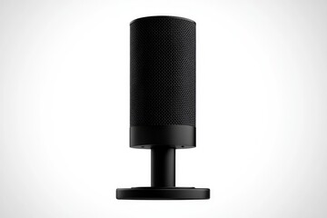 Sleek, cylindrical speaker with a wide base