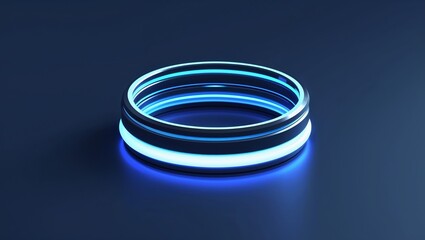 Pulsing ring stack glowing in the dark on plain dark background